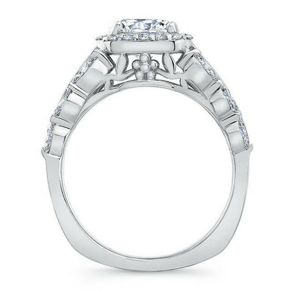 925 Silver Round Cut  White Sapphire Ring New - Picture 4 of 5